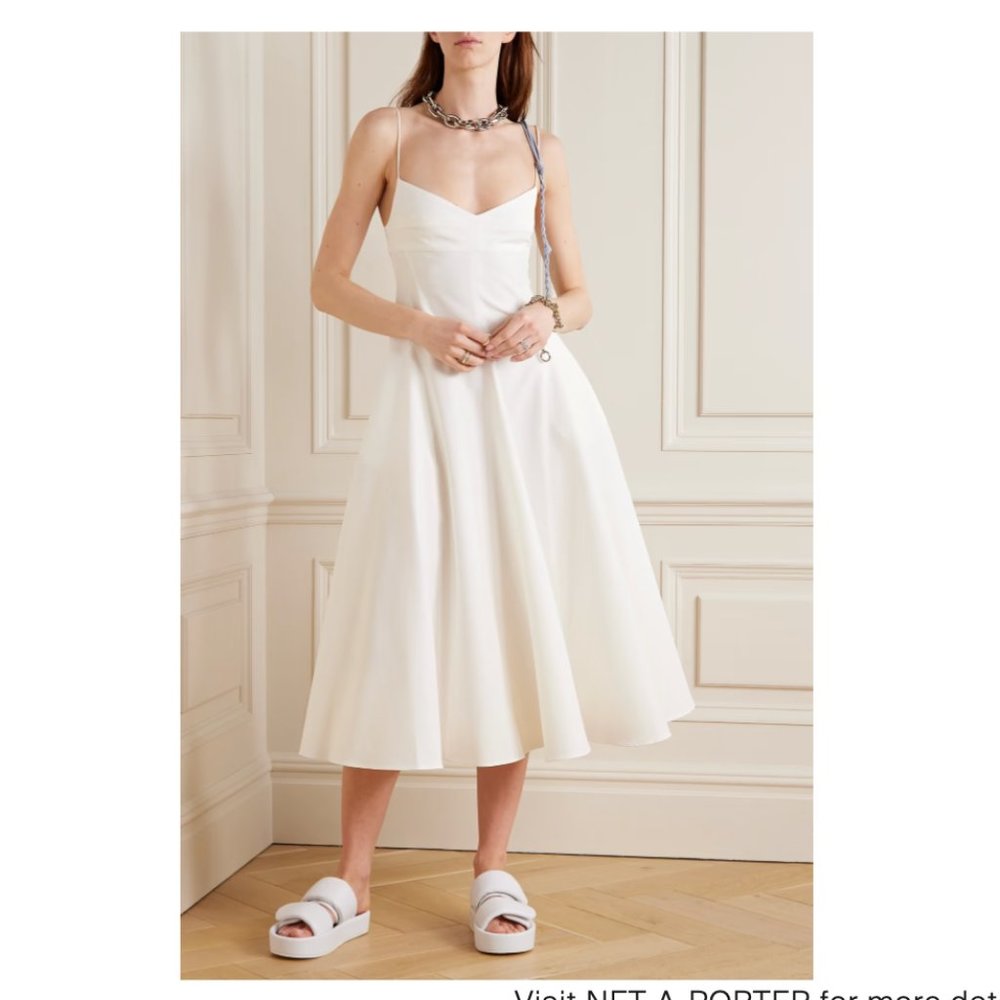 La Ligne Cotton Linen White Midi Dress